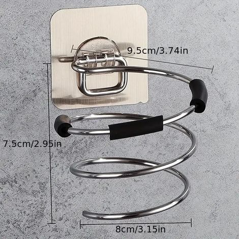Support mural adhésif pour sèche-cheveux (1 pièce) - Outils de coiffure et de salon de coiffure - Sans perçage (1/5)