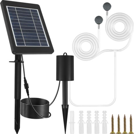 Pompe solaire de bassin, pompe solaire de bassin 3W, 3 modes, pompe à air de bassin avec tube à oxygène et 2 pierres à air