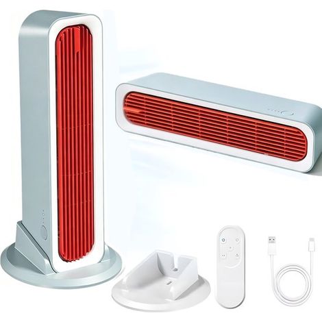 Ventilateur-tour USB portable et silencieux sans pales – Batterie 4000 mAh, 3 vitesses, avec socle amovible et télécommande – Pour bureau, chambre et camping (1/5)