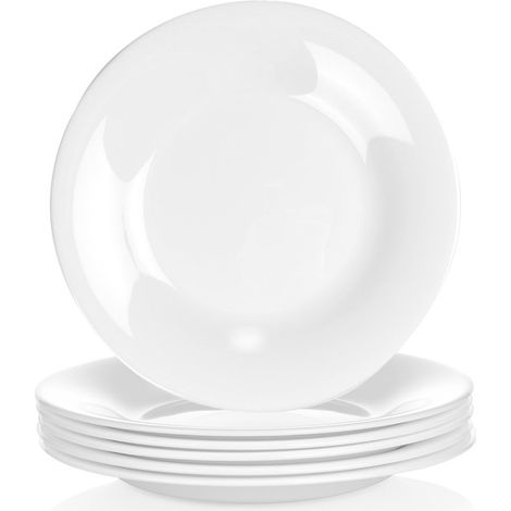 Platos de postre de vidrio, blancos, 18 cm, juego de 6 (1/5)