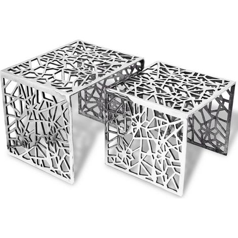 Set de 2 tables gigognes métal argenté Elyach (1/3)
