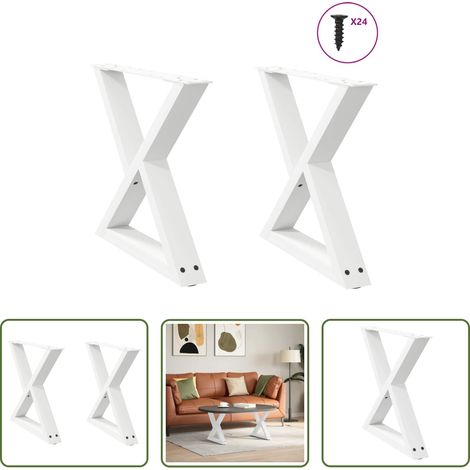 vidaXL Patas para mesa de centro (2 unidades), color blanco, 50 x (42-43,3) cm, acero (1/5)