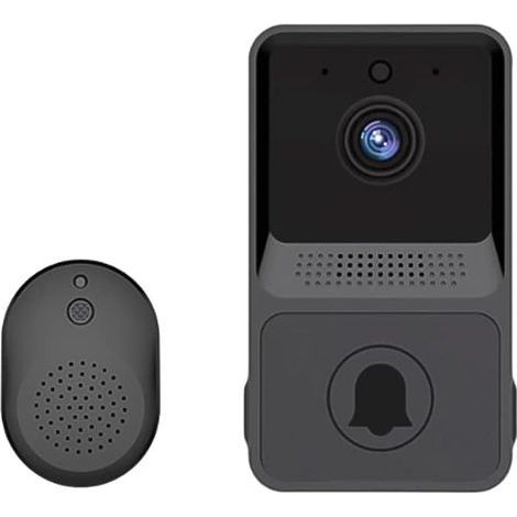 CCYKXA (Black) Wireless Video Doorbell, Smart Wi-Fi Video Doorbell with Chime, HD Video Doorbell Kit, 2.4G WiFi