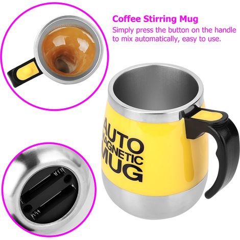 Elektrischer Milchbecher mit automatischem Magnetrührer für Kaffee, Tee, gelb, kabelloser Mixbecher (1/5)