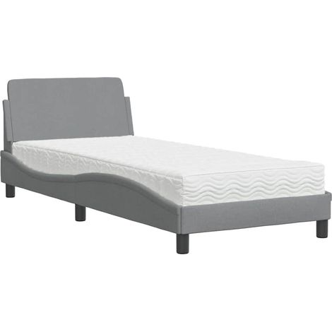 Maison Exclusive - Letto con Materasso Dover Grigio Chiaro 90x200 cm in Tessuto (1/5)