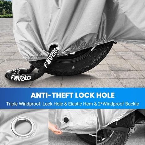 Telo coprimoto - Telo impermeabile per moto - 1 pezzo XXXL - Protezione UV e antivento - Per rimessaggio esterno - Nero con rivestimento argento (1/4)