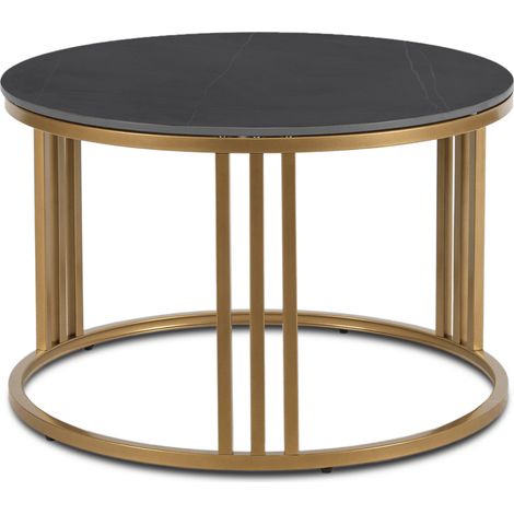 Korin Couchtisch 70 cm Schwarzer Marmor/Goldener Glamour Modern (1/5)