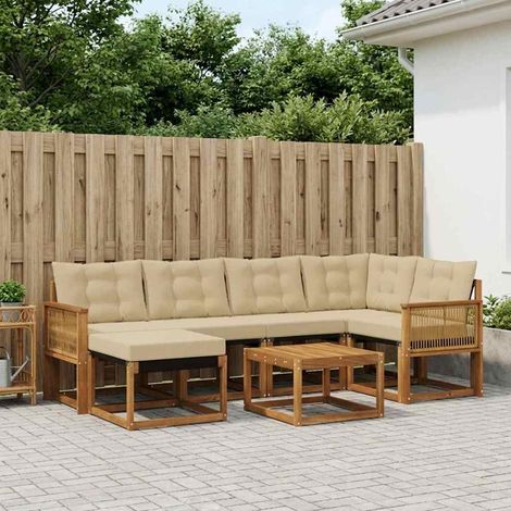 vidaXL Outdoor-Sofagarnitur mit Kissen 7 pcs Natur und Beige (1/5)