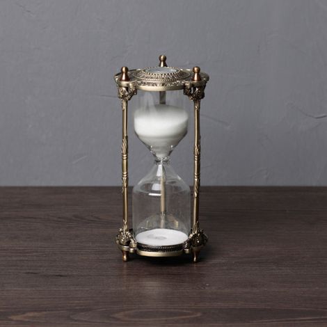 Sablier doré en relief de 15 minutes, idéal pour une décoration vintage (maison, bureau, cuisine, mariage). (1/5)