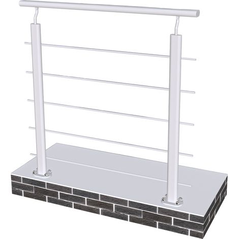 Ringhiera Parapetto in Alluminio Argento Opaco 100x100cm per interni ed esterni a Fissaggio a Pavimento (1/5)