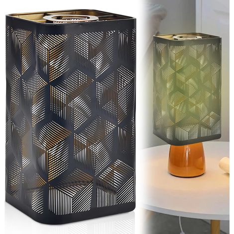 Hollow Metal Lampshade, 12x20cm, Retro Floral Pattern, Table Lamp with Removable Square Shade for E27 and E26 Bulbs (1/5)
