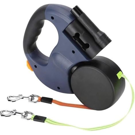 Laisse Double Rétractable - 3 Mètres - 360 ° - Pour Deux Chiens - Jusqu'à 22,7 kg (1/4)
