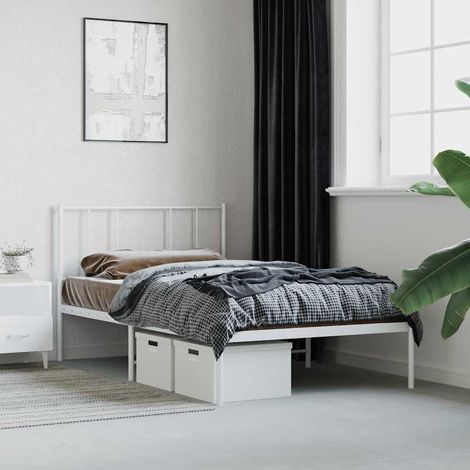 vidaXL Giroletto con Testiera Metallo Bianco 90x190 cm