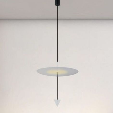 TRADE SHOP - Lampadario A Sospensione Lampada 18w Luce Led 4000k Disco ø42cm Cono Bianco 33030 - (1/4)