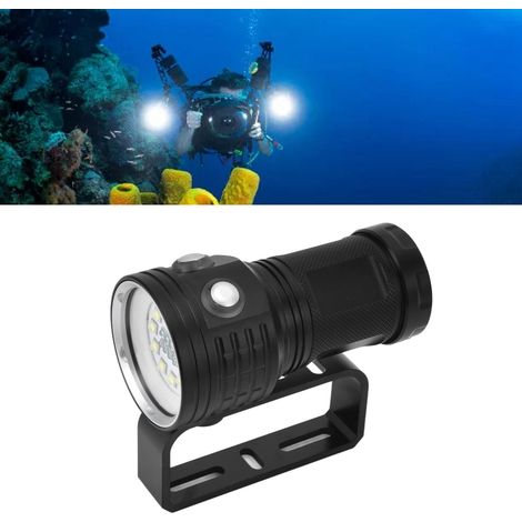 22 LED-Taucherlampe, 10.000 lm, tragbar, für Unterwasserbeleuchtung und -fotografie, wasserdicht bis 100 m, drei Lichtfarben, sieben Beleuchtungsmodi, IPX8-Gehäuse aus Aluminiumlegierung. (1/5)