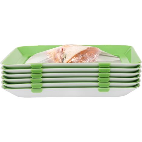 Lot de 6 plateaux de conservation des aliments, plateau de conservation, récipient de conservation sous vide, boîtes de conservation pour saucisses pour réfrigérateur