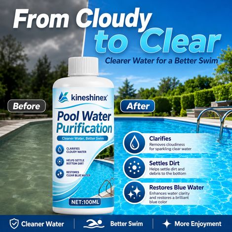 KineShienX Poolwasserklärer, schnell wirkendes Flockungsmittel, Poolreiniger, Geruchsentferner, Algenverhinderer (1/5)