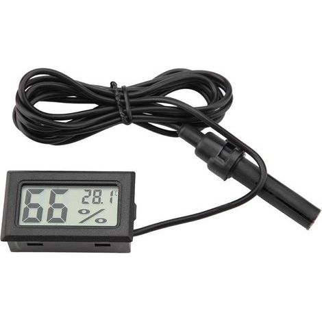 Thermometer Hygrometer, External Steel Probe, Backlit LCD Screen, Measures Temperature and Humidity, For Incubator and Terrarium (1/5)