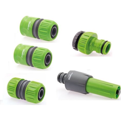 Arrosage 5 pièces diam 25-1" lance multi jet + nez de robinet + 2 raccords rapides + embout raccord VITO (1/5)