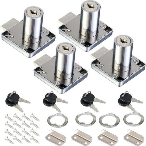 Lot de 4 serrures de placard de 32 mm avec clés universelles pour tiroir et boîte aux lettres (1/5)