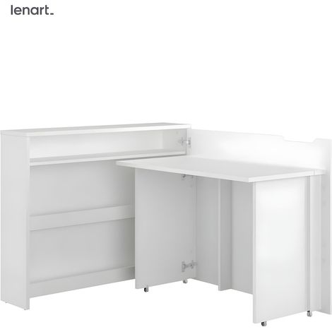 Lenart Bureau extensible avec rangement 115cm OFFICE CONSUS CW01P blanc brillant droit (1/4)