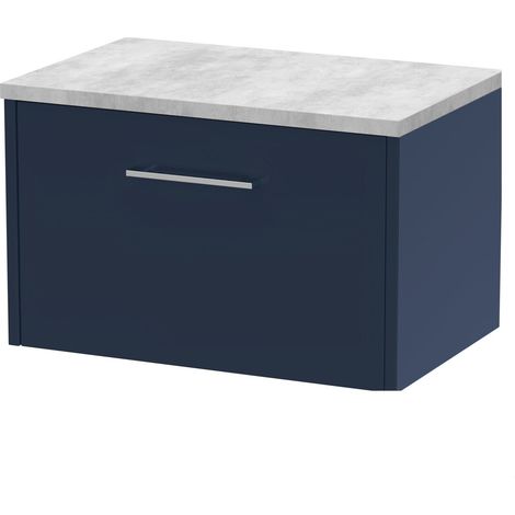 Winshill Contemporary 1 Drawer Wall Hung Vanity Unit with Laminate Worktop, Woodgrain Dark Grey, 600mm