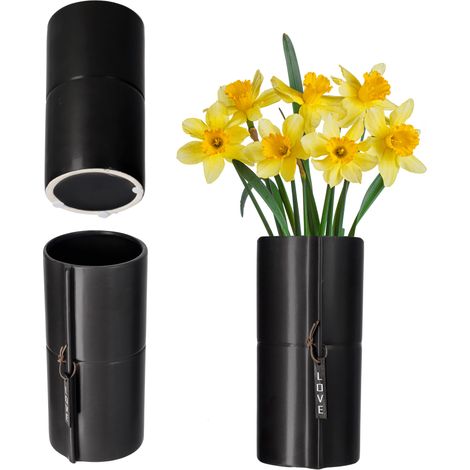 KADAX Übertopf, Keramikübertopf, Blumentopf, Blumenkübel, 11 cm, Schwarz (1/5)