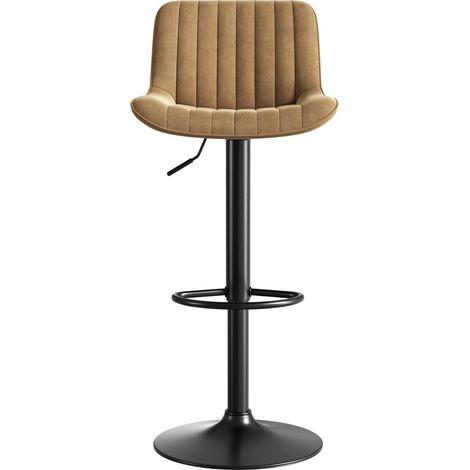 Set di 4 sgabelli da bar girevoli marroni in velluto regolabili in altezza 360° MODENUIT (1/5)