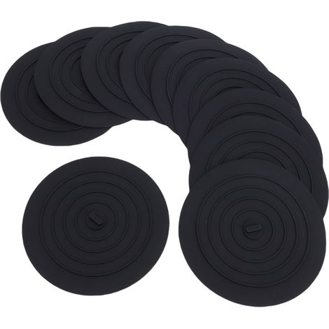 10 pièces stoppeurs baignoire silicone bouchons vidange filtre cheveux couvercle ustensiles cuisine accessoires salle bain noir (1/5)