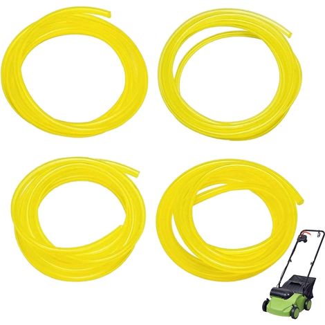 4Pcs Yellow Fuel Hose Line Pipe Kit, Universal Petrol Gas Line Fuel Tubing Replacement (2mmx3.5mm, 2.5mmx5mm, 3mmx5mm, 3mmx6mm) for Chainsaws, Trimmers, Blowers and Small Engines