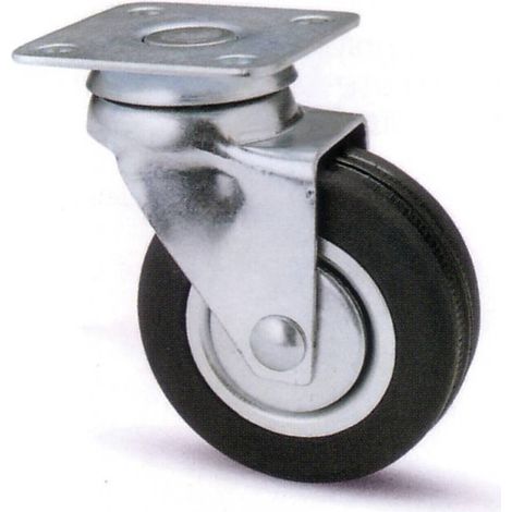 8 x RUOTA MOBILE D 60 MM GOMMA DOPPIA COR 160 PIASTRA