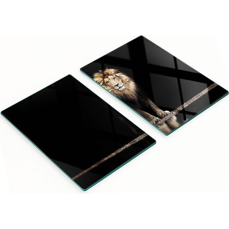 Tablas de cocina de vidrio duraderas y elegantes con estampado de retrato de león, 2 x 40 x 52 cm. (1/5)