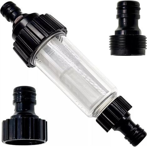 Juego de filtros de agua, adaptador rápido de 16 mm, prefiltro de grifo de 3/4", conector de manguera de jardín, filtración eficaz del agua, rosca interior y exterior, (1/5)
