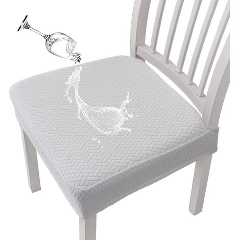Stuhlhussen Jacquard wasserdicht für Esszimmer, 4 Stück, Weiß (1/5)
