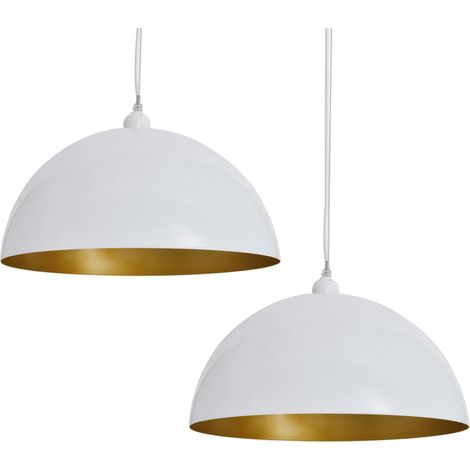 Plafonnier 2 pcs Hauteur réglable Semi-sphérique Blanc