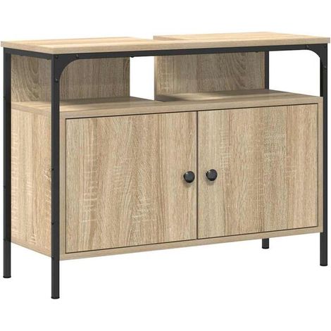 Meuble de salle de bain avec lavabo, 80 x 30 x 60 cm, couleur marron (1/5)