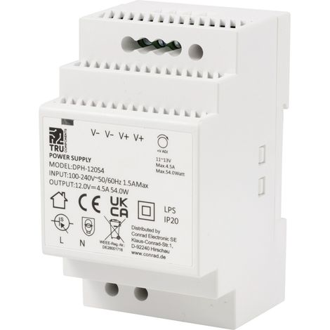 TRU COMPONENTS TC-10580816 Hutschienen-Netzteil (DIN-Rail) 12 V/DC 4.5 A 54 W Anzahl Ausgänge:1 x (1/5)