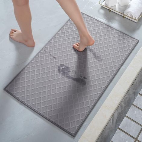1 tapis de sol en terre de diatomées grise, 4060cm, pour l'entrée de salle de bain/toilettes absorbant et antidérapant. (1/5)