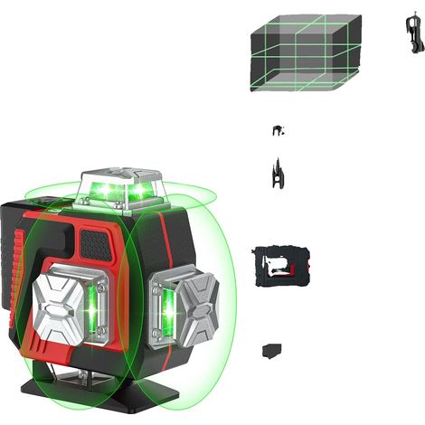 Nivel láser, cobertura de 360 grados, alta precisión, trípode de 16 litros, estuche de plástico. (1/2)