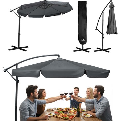 Sombrilla de jardín plegable 8 segmentos 350 cm con funda Plonos PL-881