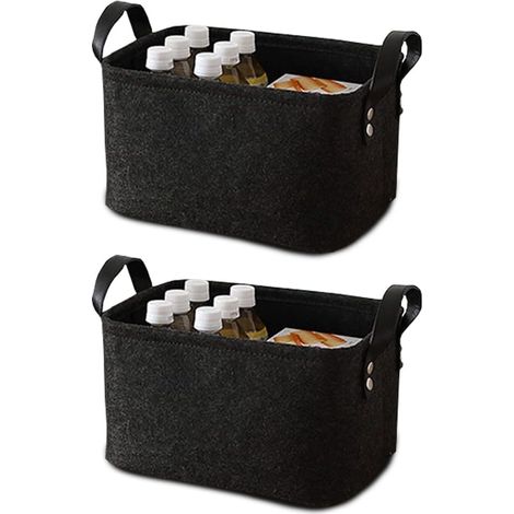 2 Pièce Panier Feutre, Care Panier Rangement, Rangement Feutre, avec Poignée, pour Vêtements, Serviettes, Articles de Toilette, Livres
