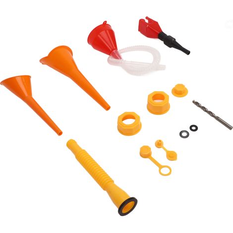 Kit de remplacement pour bec verseur de bidon d'essence : bec verseur anti-fuite durable avec entonnoir de remplissage, joints flexibles et forets de 8 mm. (1/5)