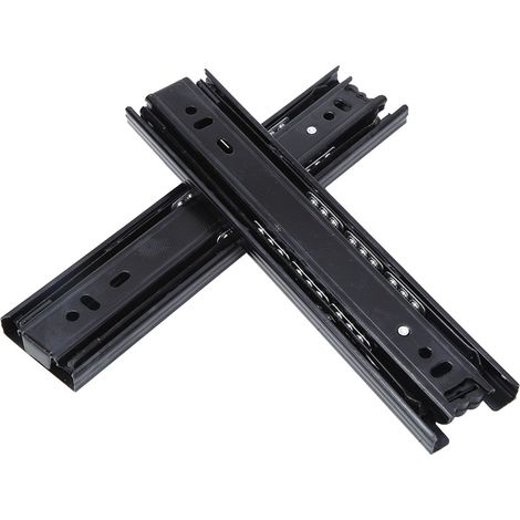 1 paire de glissières de tiroir noires en acier laminé à froid de 8 pouces avec roulement à billes à 3 sections (1/5)