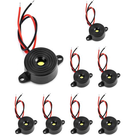 8-pack electronic buzzer, 3-24V 87dB piezoelectric buzzer, for physical circuits, continuous sound alarm, electronic buzzer, 100mm cable length