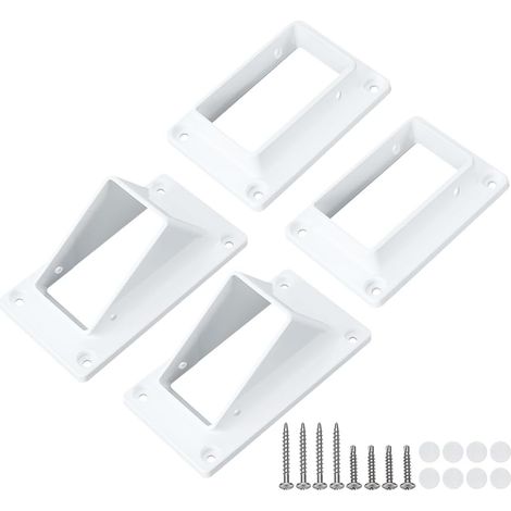 Lot de 4 supports de rampe d'escalier en vinyle avec matériel de montage pour rampe d'escalier, terrasse, balustrade, montage mural vertical de surface et réparation, blanc (1/5)