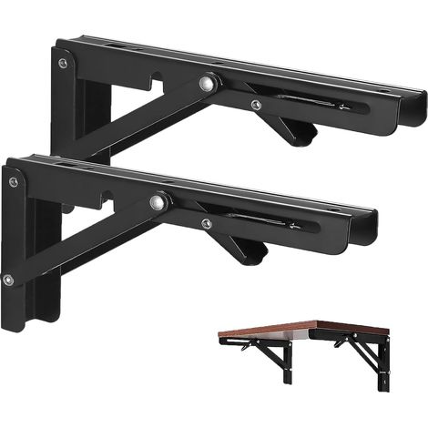 350mm Équerre Pliante, 2Pcs Noir Support Console Pliable, Supports D' étagères Pliants Charge, Lourds Support Console Pliable,Equerre Etagere, Pour Garage,Cuisine,Chambre,80KG/177lbs Porteur (1/5)