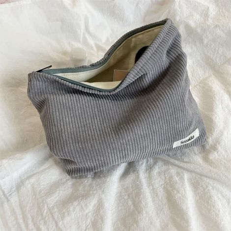 RECEVEUR DE DOUCHE Pochette de maquillage grande capacité pliable lavable pour femmes, sac cosmétique rétro style-Grey 1 (1/2)