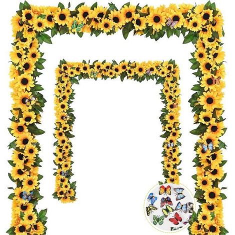 Tournesol Artificiel, Guirlande de Tournesol Artificiel, Artificielle Vigne de 2,3m, Fleur Artificielle pour Maison, Jardin,Mariage (1/4)