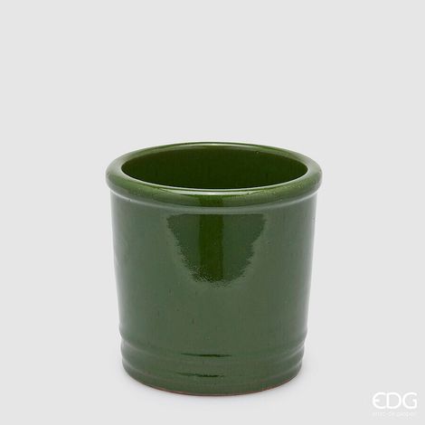 EDG Enzo De Gasperi Vaso Glaze Cilindro Verde Ceramica 18 cm