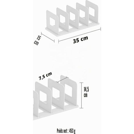 Réglable Presse Livre Serre,Trieur de fichiers de bureau,Classeur de bureau,Porte-revues,Rangement bureau,Étagère de courrier,Organisateur de bureau,Porte revue,Serre Livre Blanc